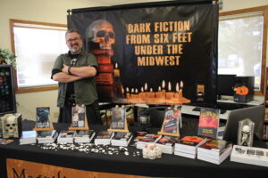 Book signing at a library.